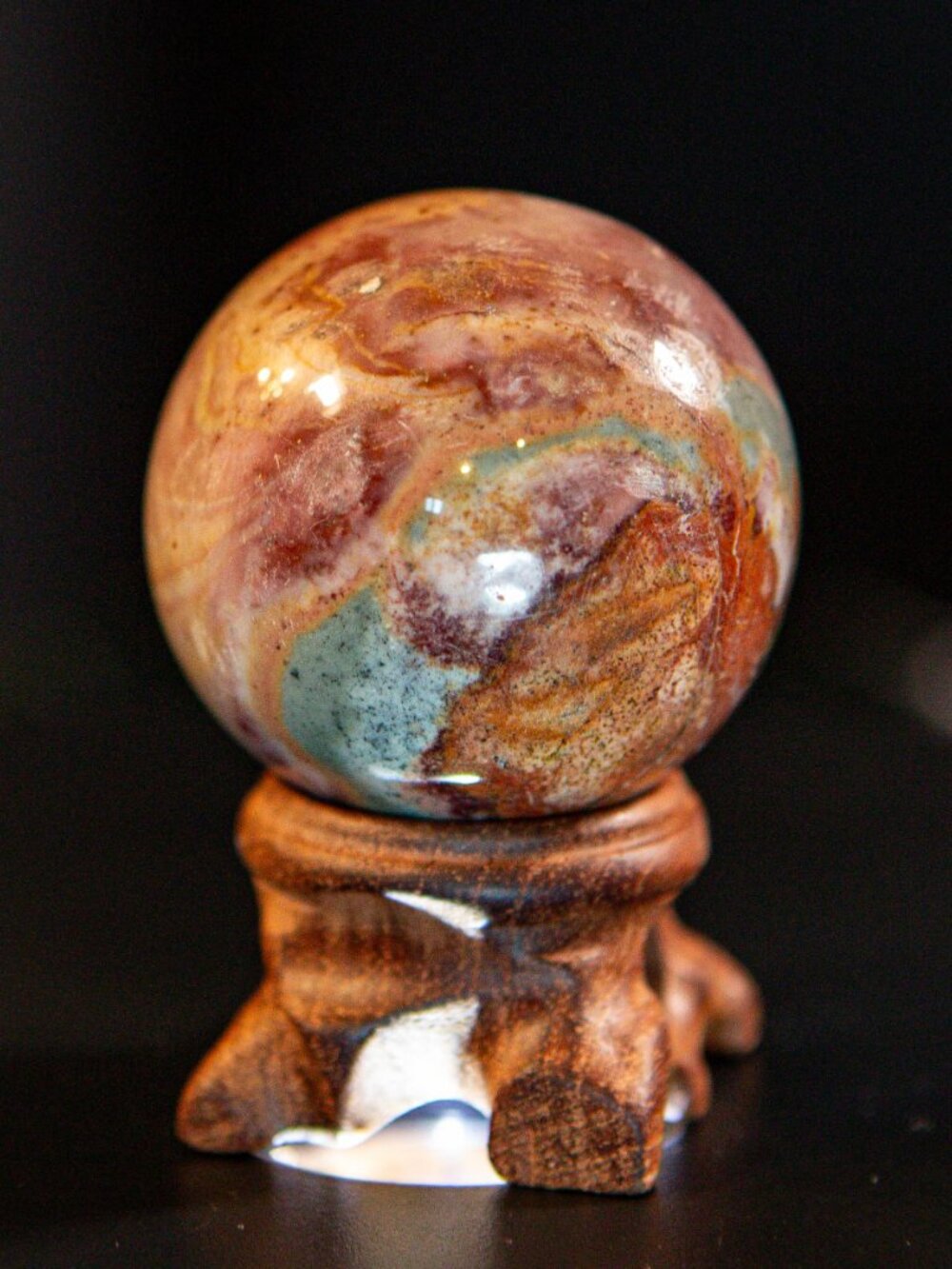 1.8" Natural Polychrome Jasper Sphere Desert Jasper Crystal Madagascar Stone